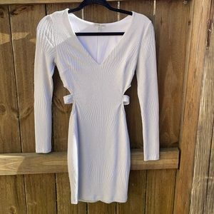 Charlotte Russe silver bodycon long sleeves dress cut out side size XS
